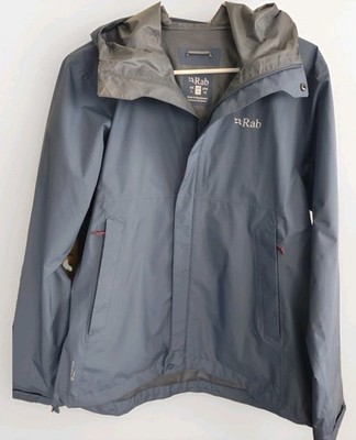 Rab Pertex Shield Downpour Eco Jacket With Hood Blue Waterproof Size Large 