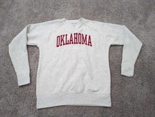 Oklahoma Sooners Pullover Sweatshirt Mens Medium NCAA Champion Gray