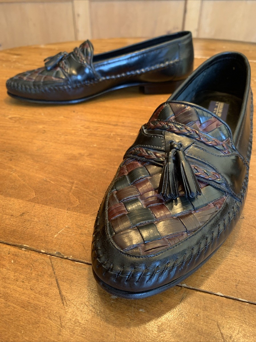 Giorgio Brutini Black Loafers Tassel Basket Weave Leather Fringe Slip On 9.5 M Giorgio Brutini | Shoes | Giorgio Brutini Black Leather  main image 2