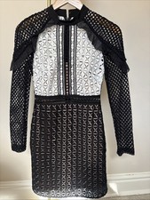 Self Portrait Lace Dress Black And White Size 6 RRP £360