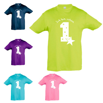 T-Shirt ''Ich bin schon ... (1-9)'', Kinder-Geburtstags-Shirt, Zahlen in weiß