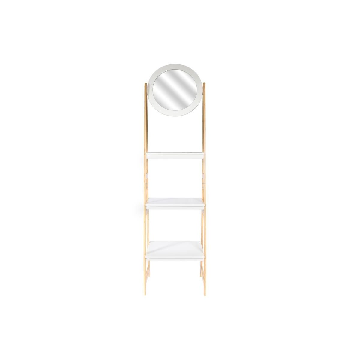 Étagère avec miroir Copenhague blanc 163cm pour illuminer votre dressing moderne