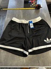 Retro Adidas Originals Shorts Large Black White Mesh Basketball Running BNWT