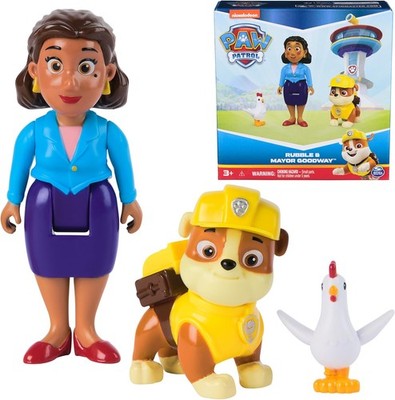 Paw Patrol Rubble, Mayor Goodway & Chickaletta Figures, Kids Toys for Boys and G