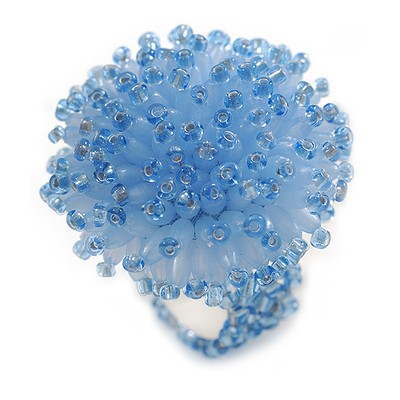 40 mm Durchmesser/Aqua Acryl/Glas Perlen Gänseblümchen Blume Flex Ring-Größe M