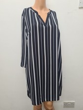 Ladies Dress Atmosphere Size 12 Long Sleeve V Neck Black Mix Striped 
