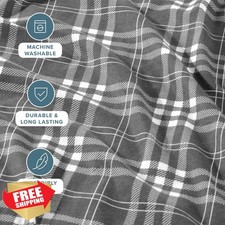 Bare Home King Flannel Sheet Set Stirling Plaid Grey White 100 Cotton