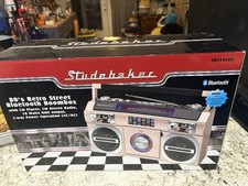 Studebaker SB2145RG 80s Retro Bluetooth Boombox CD Player- Pink NEW, OPEN BOX