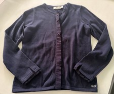Vineyard Vines Girls Navy Ruffle Button Cardigan Sweater Size M 10-12 Uniform
