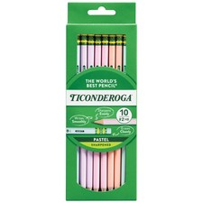 Ticonderoga Pastel Pencils, 2 Soft, Assorted Colors, Pack Of 10 Pencils