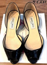Rare Jimmy Choo Black Patent Open Toe Kitten Heels Pumps Size 37 US 7 EU 37