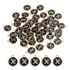 Alphabet x Letter Charm Double Sided Enamel Initial Alphabet Pendant Black 50pcs