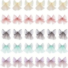 1box 30pcs 5 colors Handmade Polyester Organza Bowknot Ornament