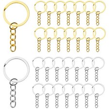 Keychain rings, 100 pcs key ring with chain diy keychain rings for cra