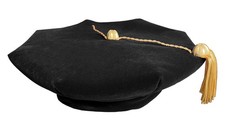 Graduation Doctoral Tam Velvet 8-Sided with Gold Bullion Tassel for Ceremony