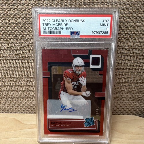 Panini 2022 Clearly Donruss Trey McBride #87 Rated Rookie Red Auto /49 PSA 9
