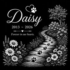 Custom Dog Memorial Stone Granite Grave Marker photo Engraved 12x12 Garden