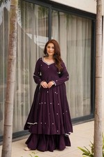 New Beautiful Purple Faux Georgette Salwar Kameez With Dupatta For Engagement