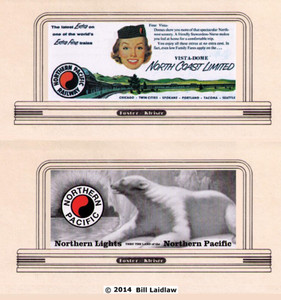 2 railroad billboards, S or O scale Northern Pacific and NP North Coast Ltd.
