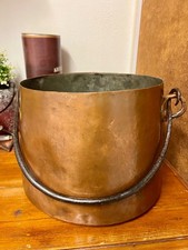 Ancien Chaudron En Cuivre de Cheminée À Suspendre