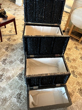 Set of 3 rattan style storage boxes