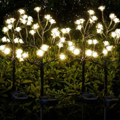 Solar Garden Lights Decorative Solar Outdoor Lights Waterproof 4Pack80Led Ros...