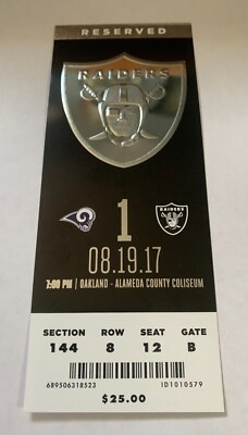 Los Angeles Rams vs Oakland Raiders 10/15/2017  Full Ticket 