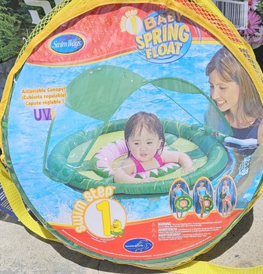 NEW Swimways Baby Spring Float Sun Canopy Green Swim Step 1 Splash 9-24 Months