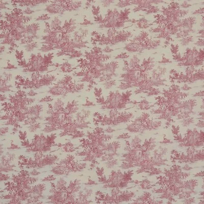 FOY & CO Mini French Toile De Jouy Double Width Fabric Pink 100% Cotton Pastoral Curtains