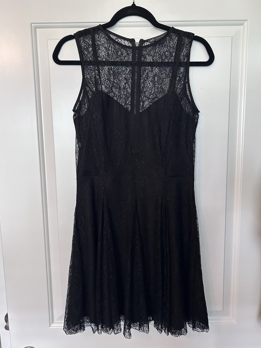 Armani Exchange Black Lace and Silk Mini Dress SZ 6 New Condition NWOT Armani Exchange Black Lace and Silk Mini Dress SZ 6 New Condition NWOT