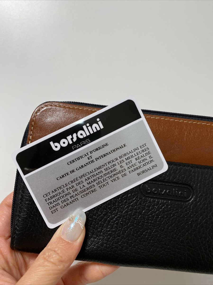 Borsalini Genuine Leather Vintage Wallet- Black/Brown Long Zip