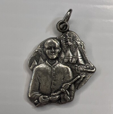 H GLOCKE 925 Sterling Silber Anhänger PERE JACQUES MARQUETTE French Explorer USA