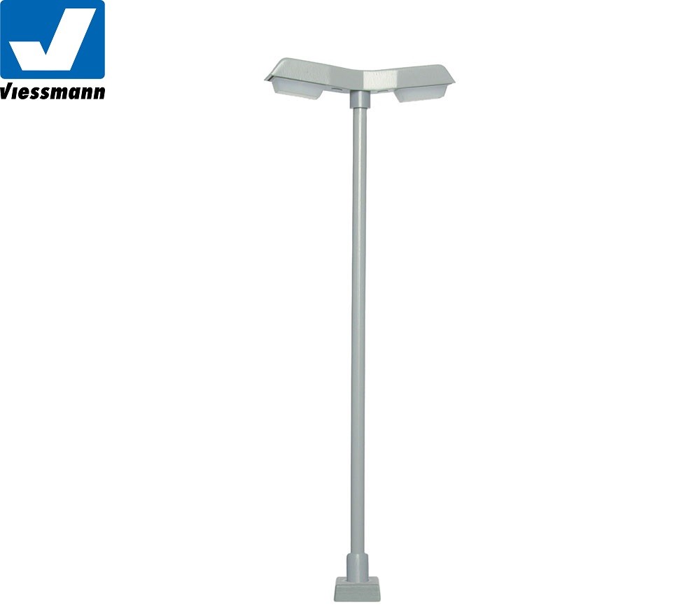 Viessmann Modelltechnik Bianco Lampione Stradale Doppia H0 Modello Pronto, Già Assemblato 1 Pz. - Immagine 4