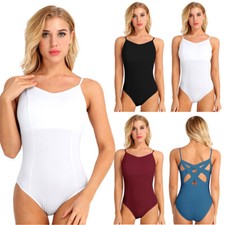 Women Adult Criss Cross Back Ballet Dance Leotard Sleeveless Gymnastic Bodysuit