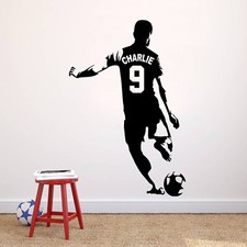 PERSONALISED FOOTBALL PLAYER STICKER WALL ART BOYS KIDS CHILDREN'S BEDROOM