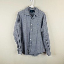 Ralph Lauren Button Down Shirt Mens Size L Checks Custom Fit 100 Cotton Casual