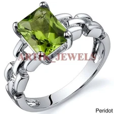 Natural Peridot Gemstone with 925 Sterling Silver Ring for Women's #3442