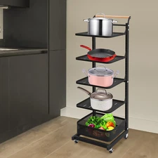 5 Tier Pot Organizer Organization & Storage Multifunctional Pan & Pot Rack Black