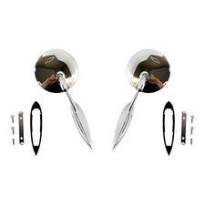 Pair Round Bowtie Teardrop Door Side Mirrors W Hardware For 1963-1964 Impala