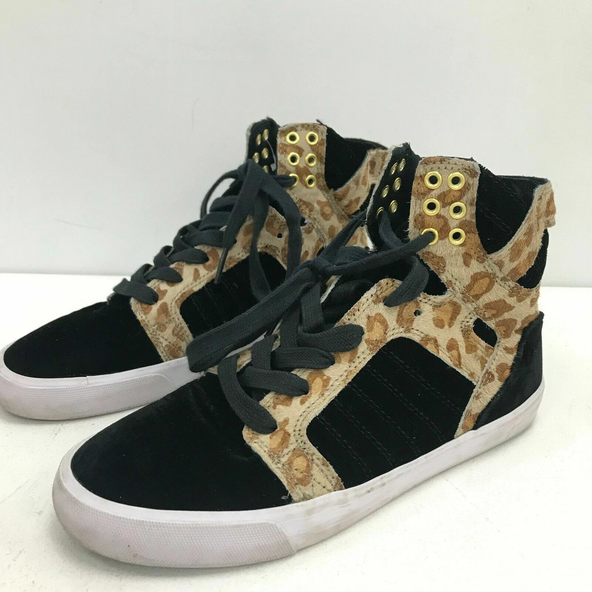 Supra Trainers Women s UK 5 Black Brown Leopard Print High Top