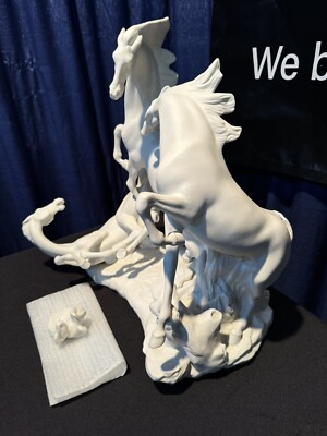Large Lladro Horse Group Matte White Porcelain Figurine Matte 18