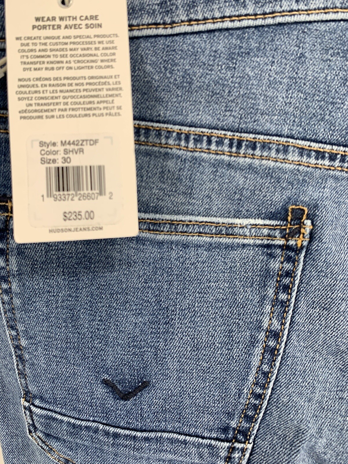 Hudson Zack Skinny Blue Distressed Denim Stretch Jeans Sz 30 30x32  NWT M442ZTDF