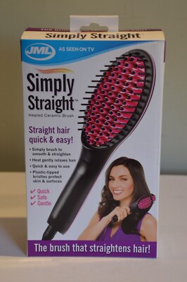 JML Simply Straight Keramik Wärmeglätter Haarbürste Kamm - Schwarz in Box GWO