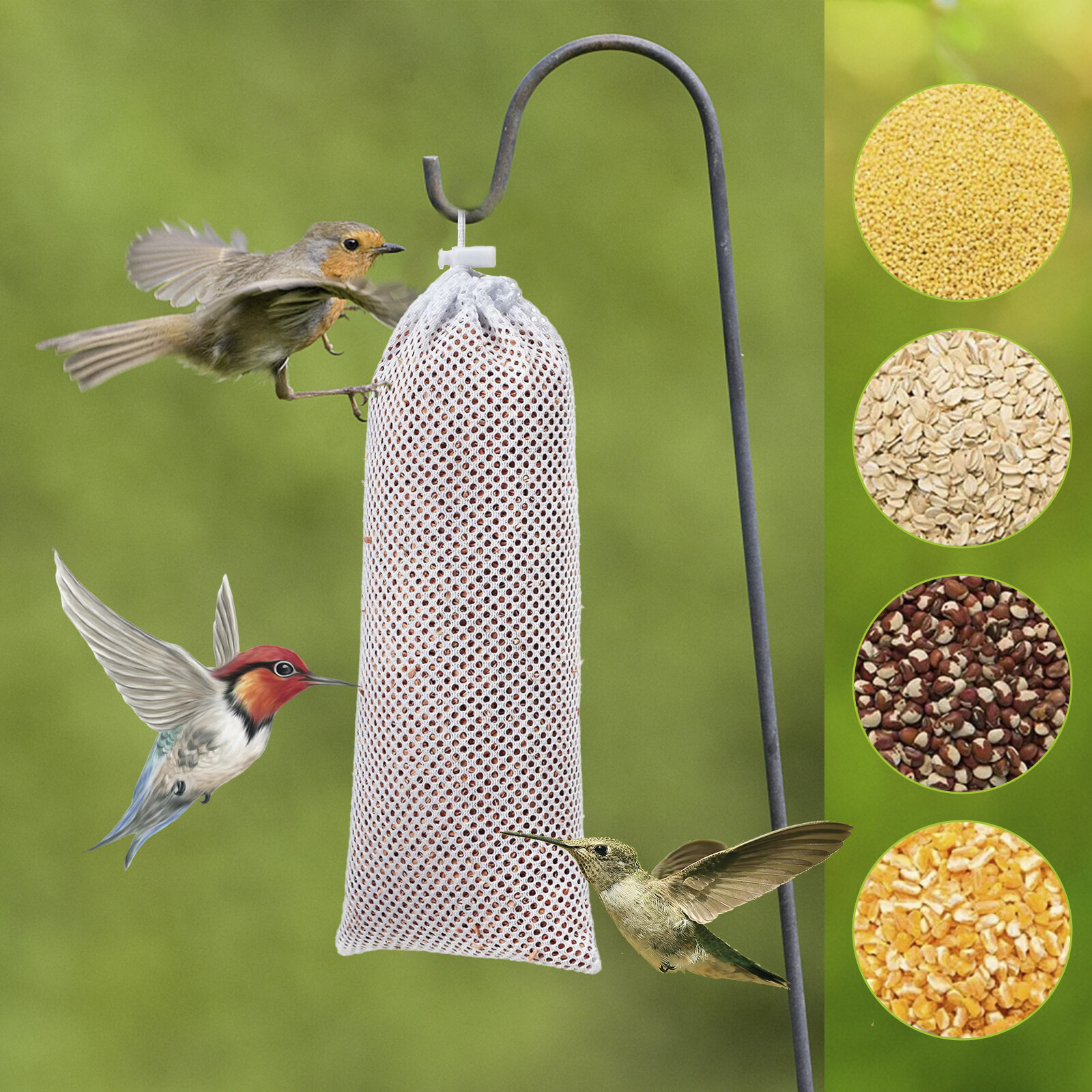 10 Pcs Mesh Bird Feeder Hanging Finch Feeding Bag Sturdy Thistle Seed