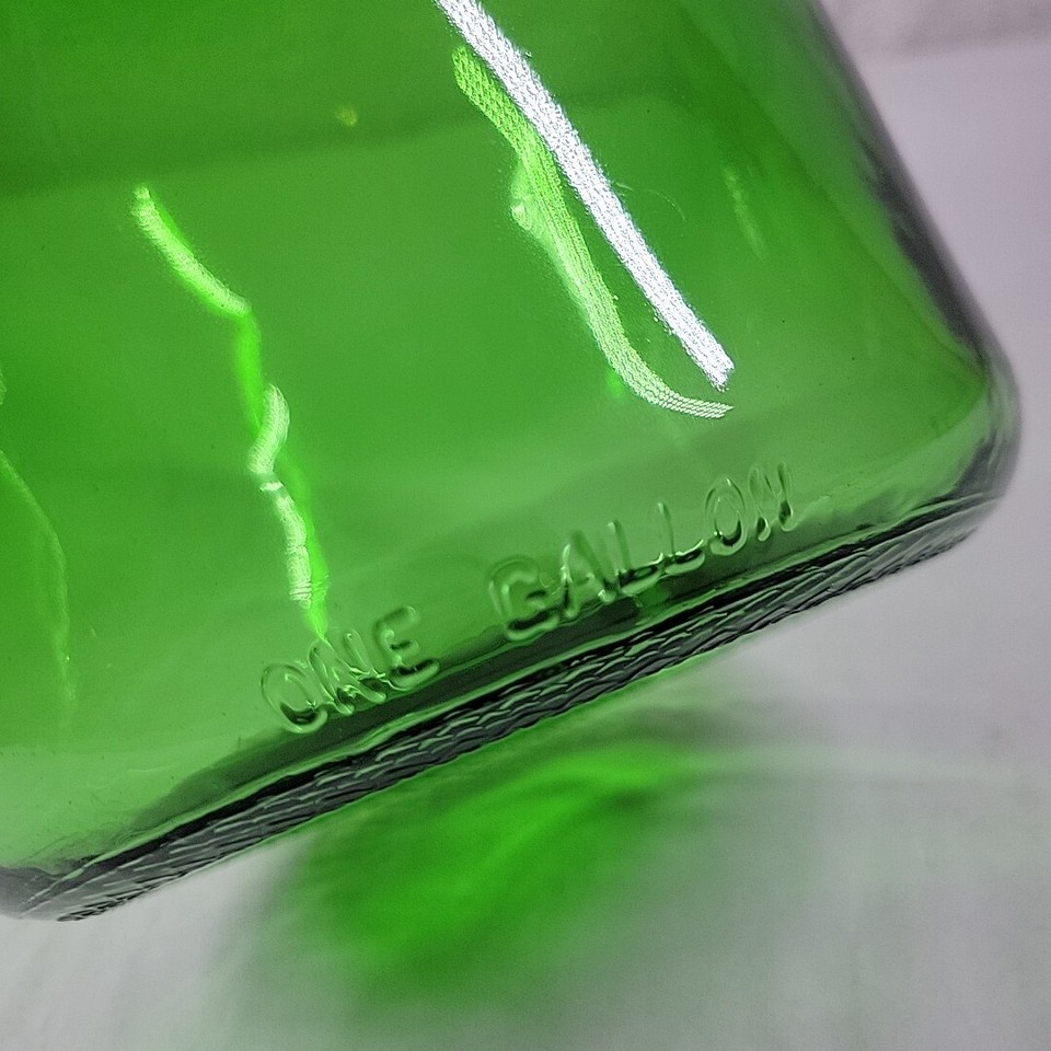 Vintage Green One Gallon Glass Demijohn Jug Bottle Screwtop With Lid 13 ...