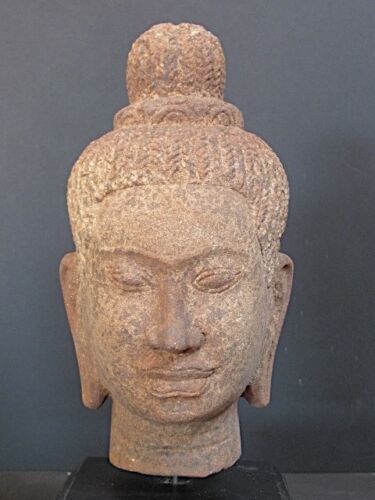 Tête de Bouddha Khmer en Grès du CAMBODGE - Photo 1/1