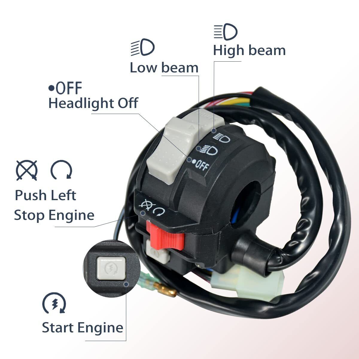 Left Handlebar Switch Start Run Off Headlight For Yamaha Warrior - Foto 5