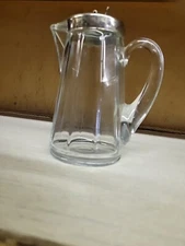 Vintage Ribbed Syrup Pitcher w/ Metal Flip Lid 6" Evelyn's Bakery Guilford Me