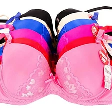 MaMia Women's 5 Push Up Bras Lot Lace Detail Solid Colors-40C