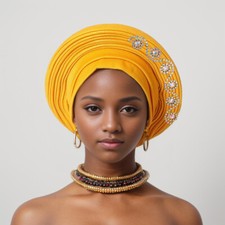 African Nigerian Auto Gele Headtie Turban Head Warp Cap Women Muslim Bonnet Hat